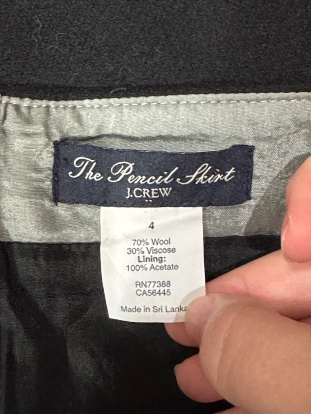 J.Crew Factory The Pencil Skirt Mini Wool Blend Skirt Black Preppy Twee size 4